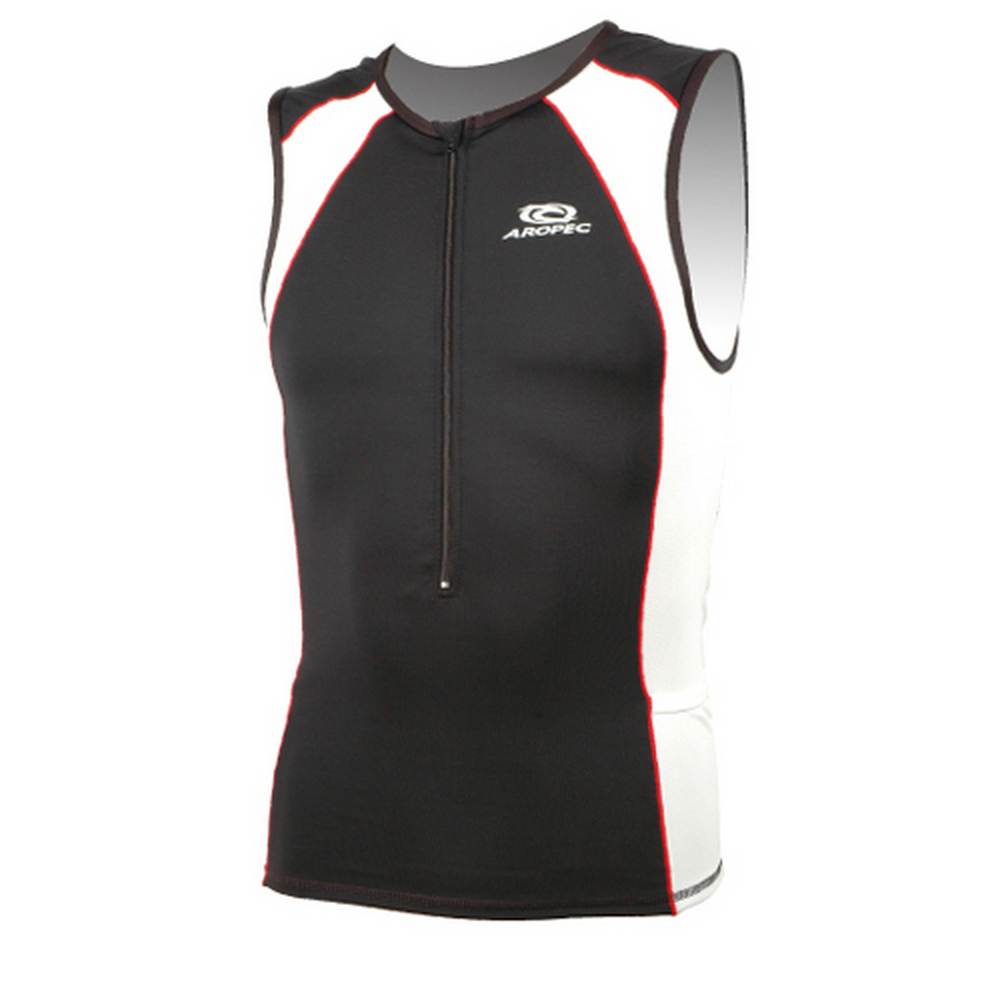 Aropec SS-RUN-207M-TOP Men Racing Lycra Top - Black/White (X-Large)