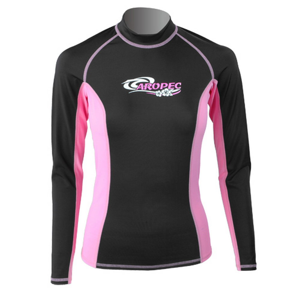 Aropec SS-58-2W Ladies Lycra Long Sleeve Rash Guard - Black/Pink (Medium)