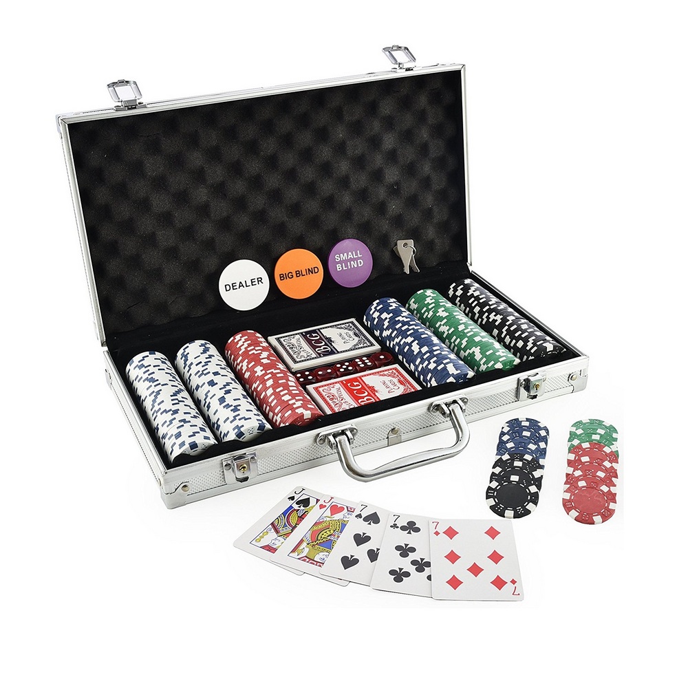 Solex 90030 Poker Chips Set with Poker Cards 300’s -  Aluminum Case Set