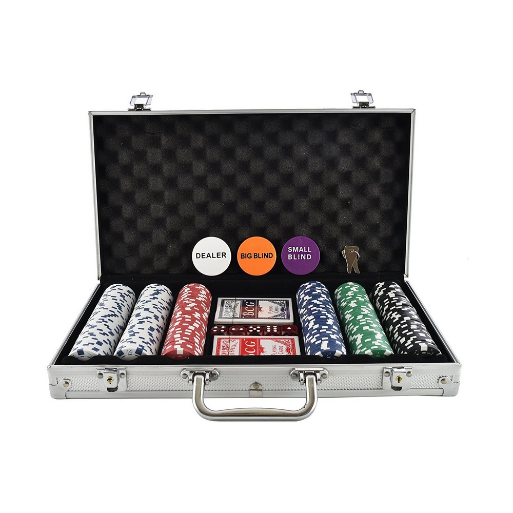 Solex 90030 Poker Chips Set with Poker Cards 300’s -  Aluminum Case Set