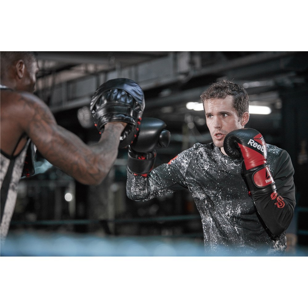 Reebok RSCB-10070 12oz Combat Leather Training Gloves (Red/Black)